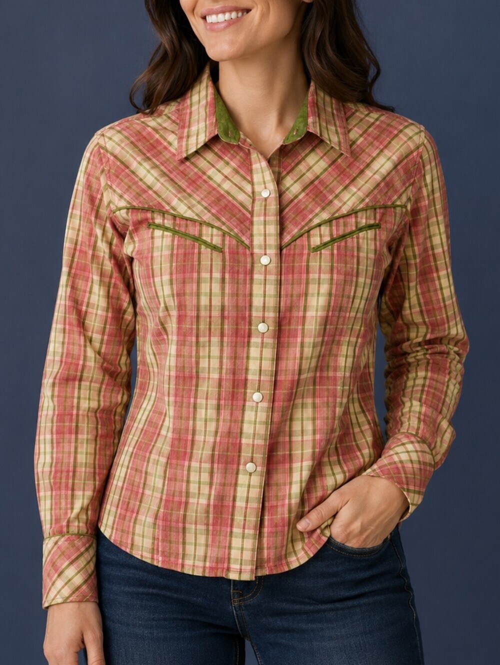 VTG PANHANDLE SLIM Plaid Western Snap Button Down Rodeo Rockabilly Shirt